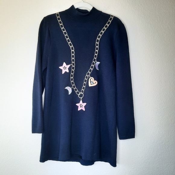 St. John Vintage Knit Sailor Star Chain Sweater M - Picture 2 of 5